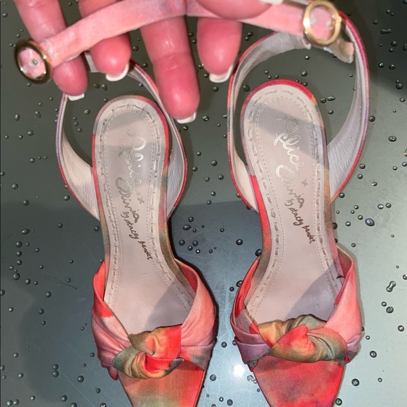 Alice + Olivia Ilisa Watercolor-Print Wedge Sandal Size 38 - Picture 8 of 13